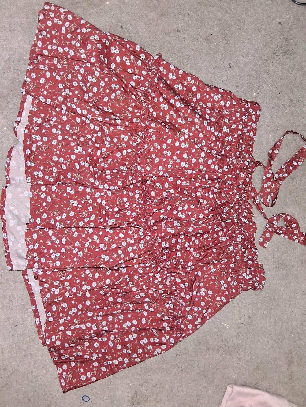 Rust Floral Tie-Strap Sundress Sz Lg